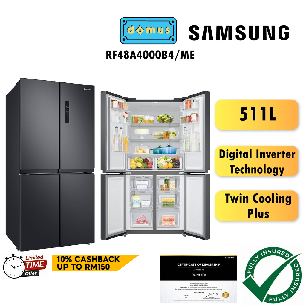 Samsung Refrigerator 4 Door Inverter 511L Fridge 4 Doors Peti Sejuk