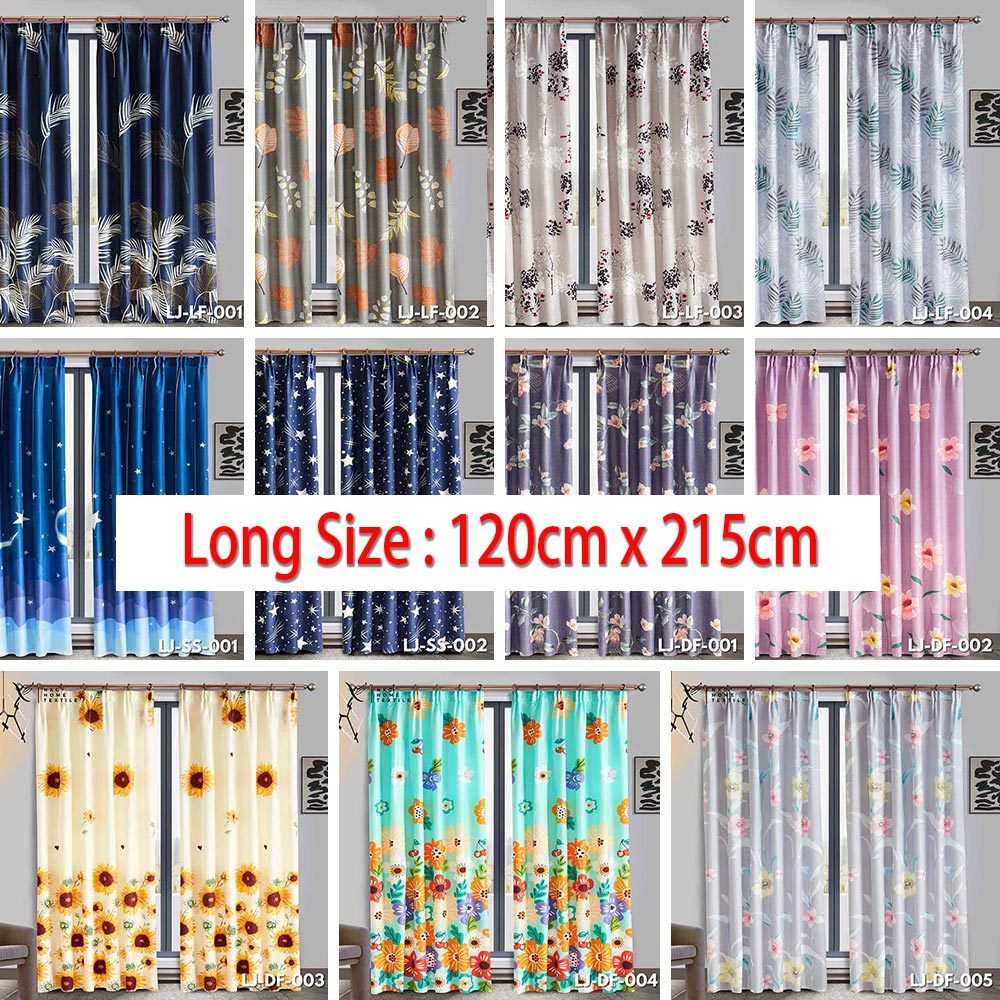 Langsir Tingkap Murah Hook & Rod 2In1 Design Modern Langsir untuk