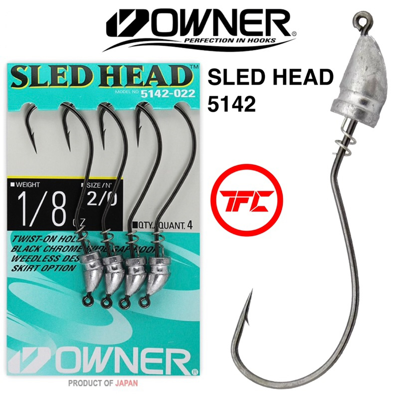 OWNER Sled Head 5142 Jig Head Fishing Hook Jighead Soft Plastic Worm ...