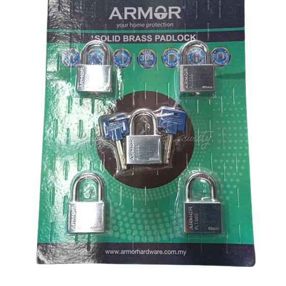 ARMOR APL-1000/405 SOLID BRASS CHROME PLATED PADLOCK (5 PCS) | Shopee ...