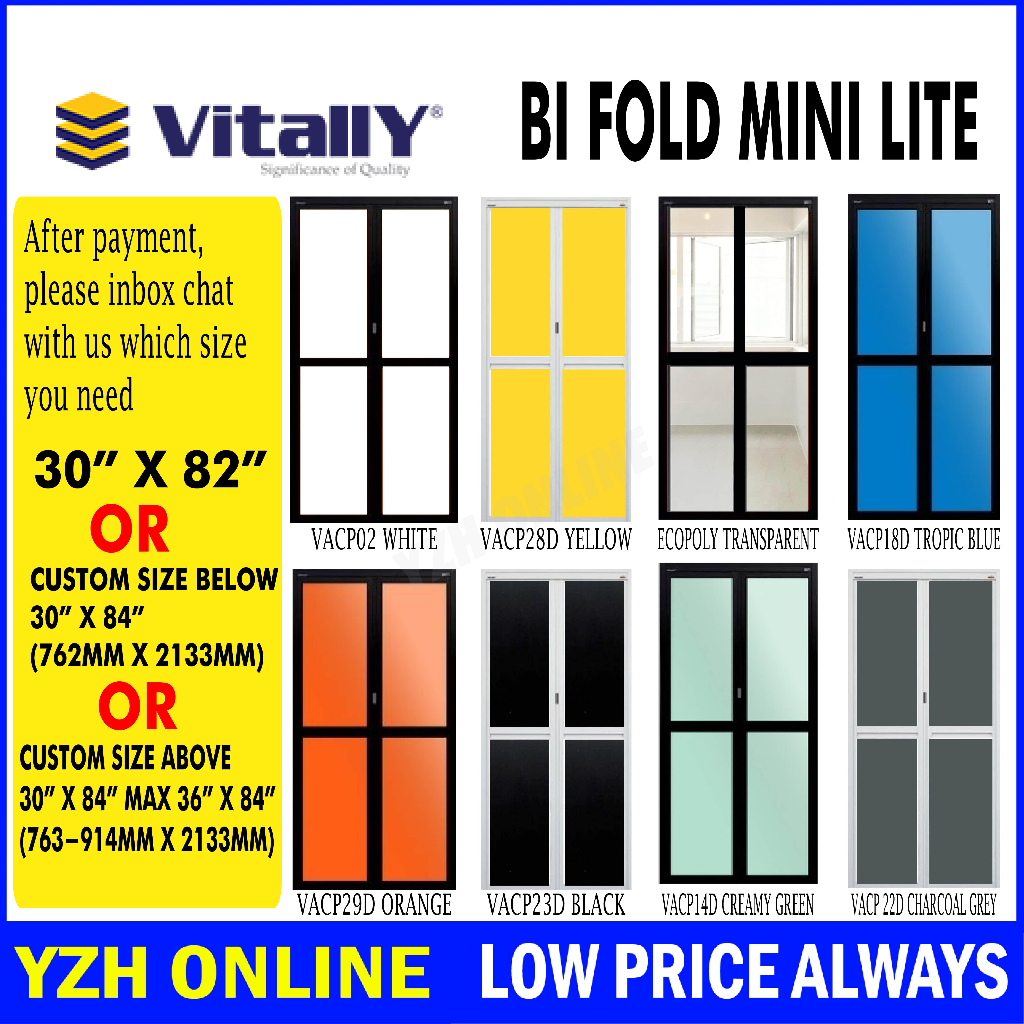 Vitally Bi Fold Mini Lite Standard / Custom Size Plain Design Bathroom ...