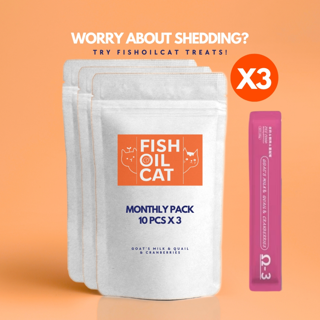 🔶FISHOILCAT Cat Treat Monthly Pack(30PCS)🦆Ω3 Goat's Milk & Quail