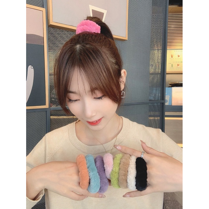 Getah Rambut Berbuluh-buluh Fur Rubber Band Scrunchies Hair Accessories ...