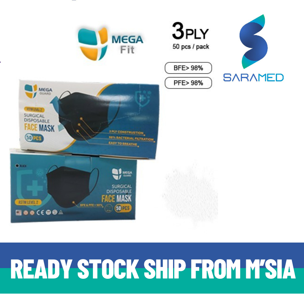 MEGA GUARD 3-PLY Disposable Face Mask ASTM Level 2 (Earloop) | Shopee ...