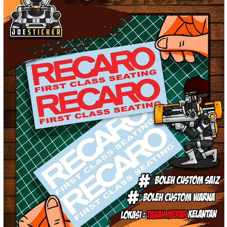 sticker recaro saiz 3.5x14.5cm (harga untuk sepasang) | Shopee Malaysia