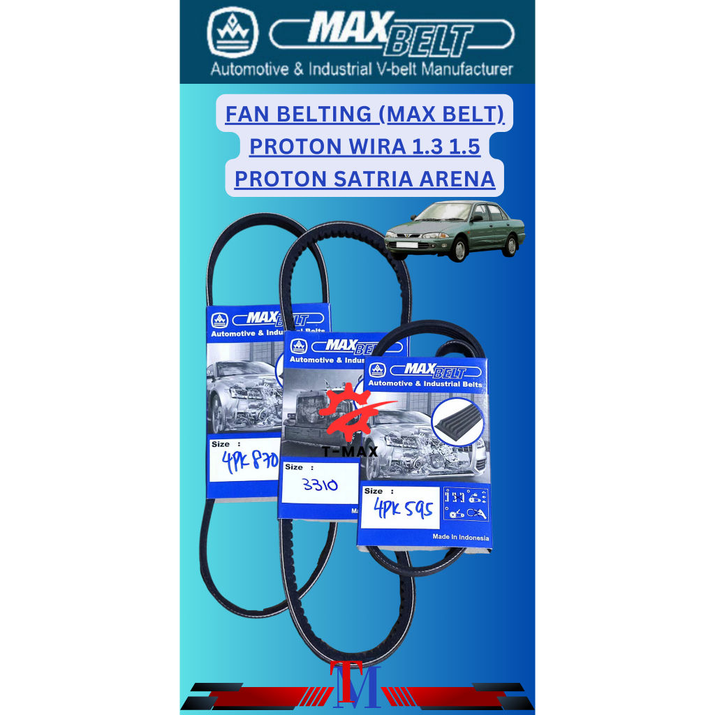 MAX BELT Proton Wira Satria Arena 1.3 1.5 Air Cond Alternator Power Steering Belting 4PK870