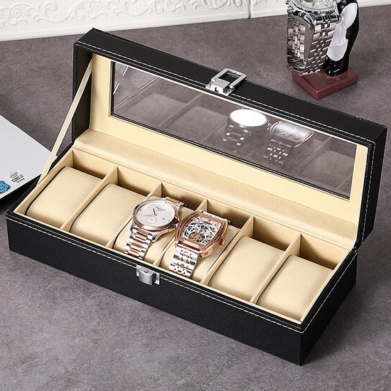 Watch Box Wrist Watches Storage Box Display Storage Organizer Leather ...
