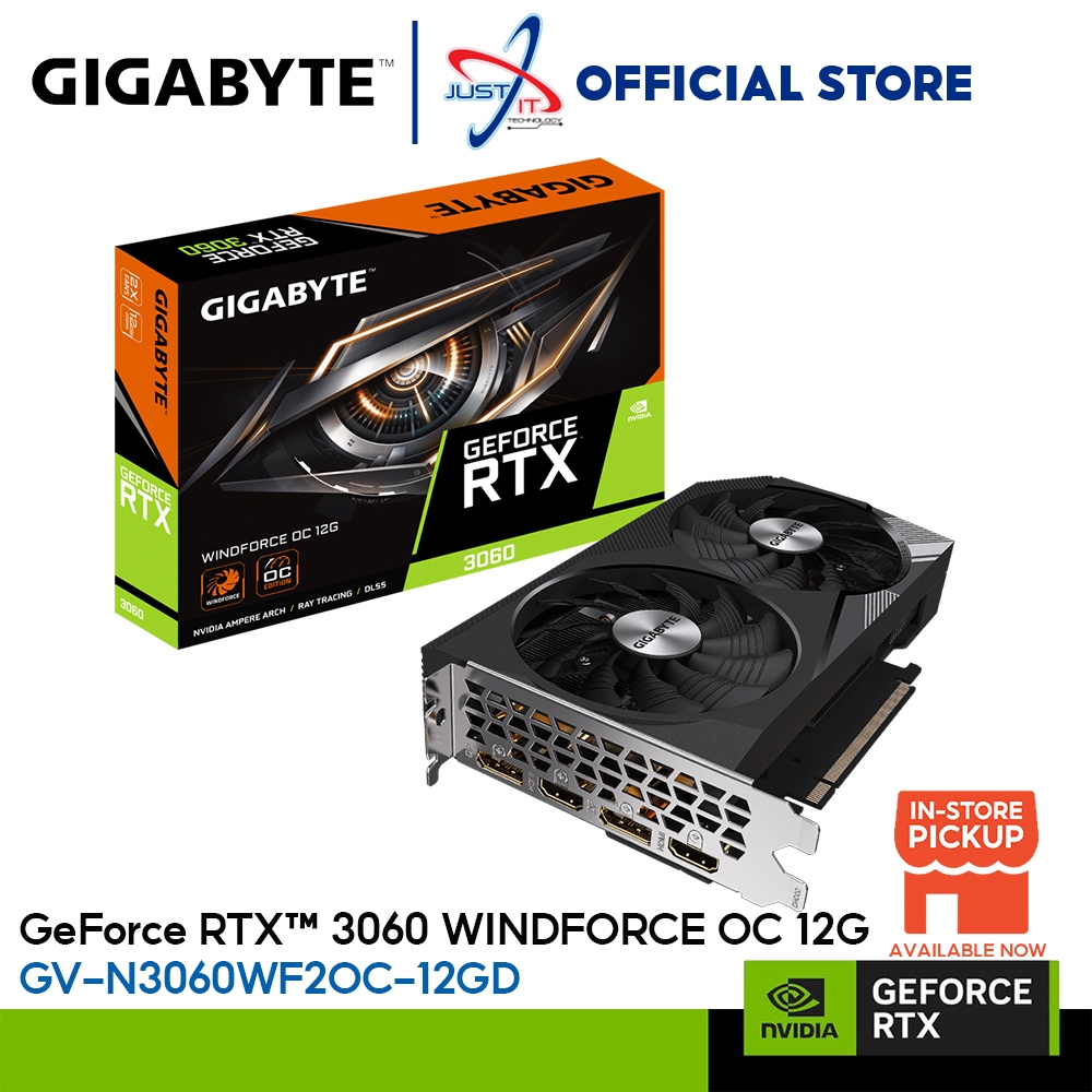 GIGABYTE GV-N3060WF2OC-12GD GEFORCE RTX3060 WINDFORCE OC 12GB DDR6