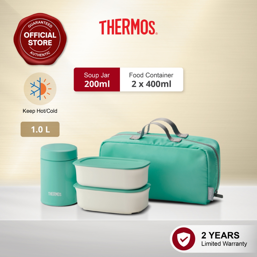 Thermos Soup Jar (200ml) + Food Container Set (2Pcs x 300ml) JEA800