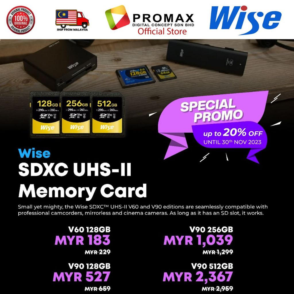 Wise Advanced 128GB SD-N UHS-II SDXC Memory Card