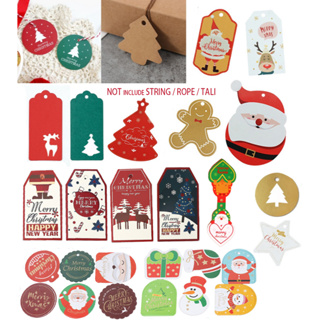 Christmas Decorations - 48 Pack Kraft Paper Christmas Gift Tags Christmas Cartoon Gift Box Decoration Card Accessories Small Label, Size: 2.67*1.77in(