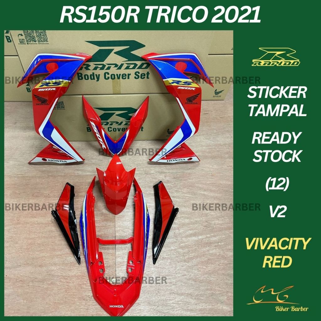 RAPIDO Cover Set Honda Rs150r V2 V3 Trico 2021 12 Vivacity Red Body