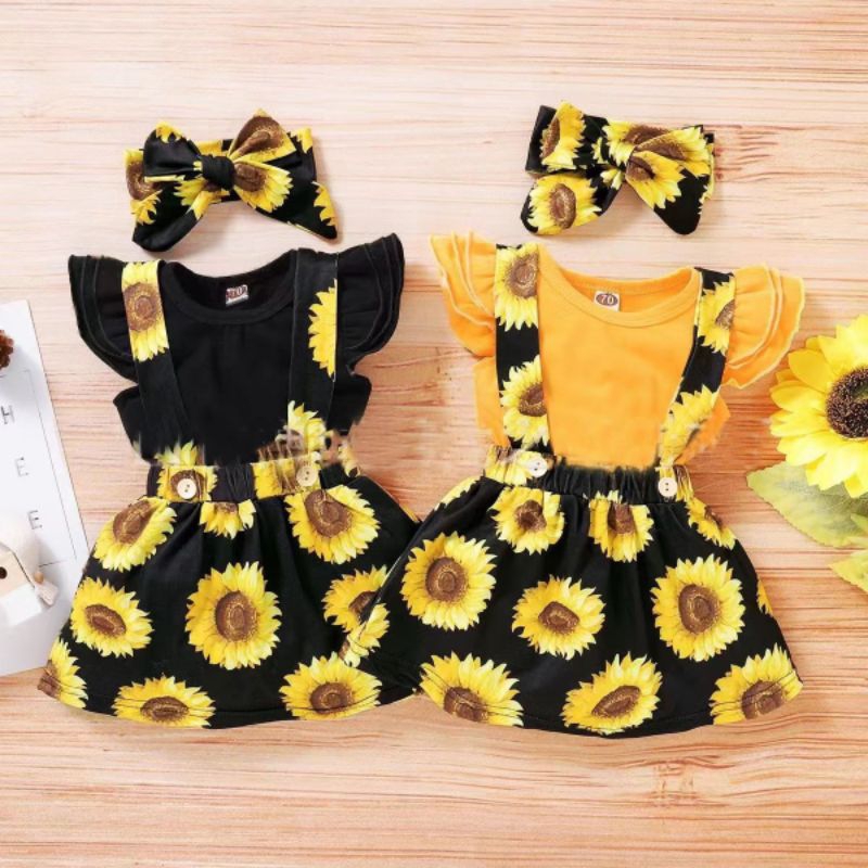 Baby girl sunflower romper best sale