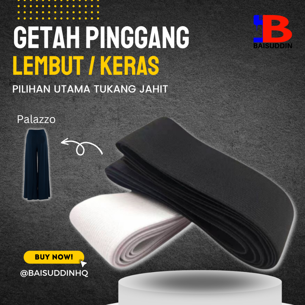 4 Meter Getah Pinggang Lembut Putih dan Hitam / Elastic Band Thick ...