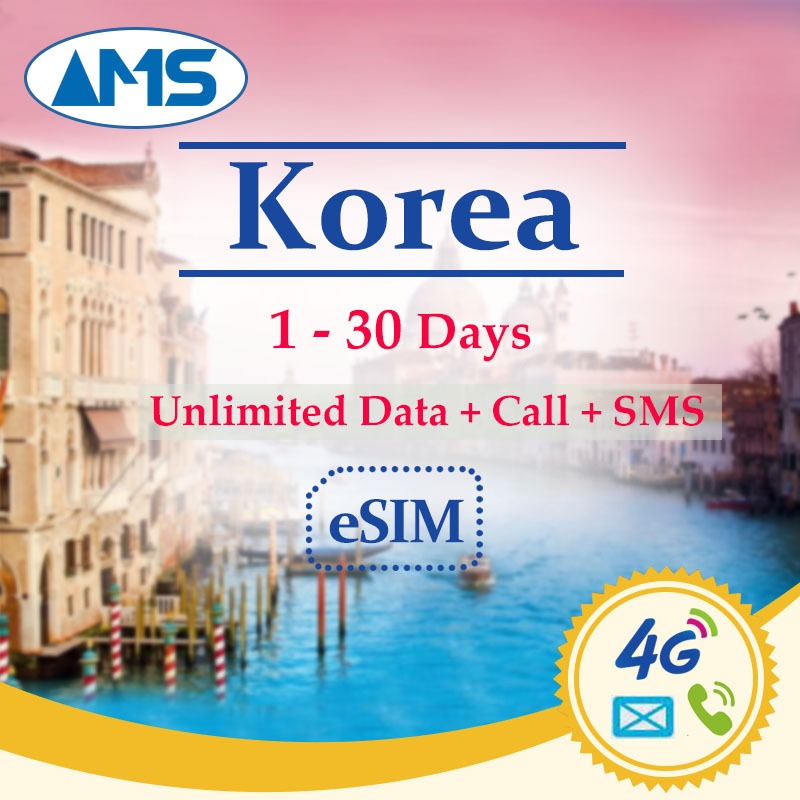 South Korea Esim 1-30 Days Unlimited Data + Call + SMS 4G High Speed ...