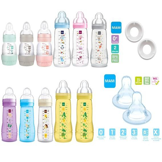 MAM Pretty Girl Set Neonato Anti-Coliche: 2 Biberon (160+260ml) + 2 Ciucci In Silicone + Portaciuccio NIP