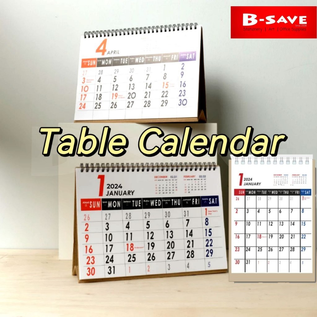 2024 Standing Calendar Home Office Desk Table Calendar / Kalendar Meja