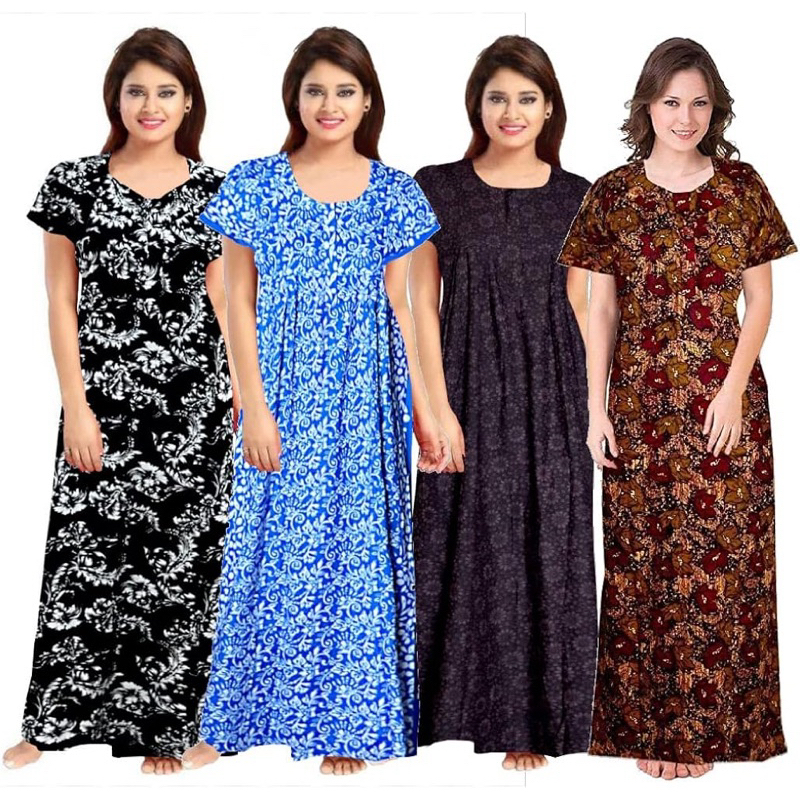 9 Latest Models of Long Length Nighties for Women  Night dress for women,  Cotton night dress, Night dress