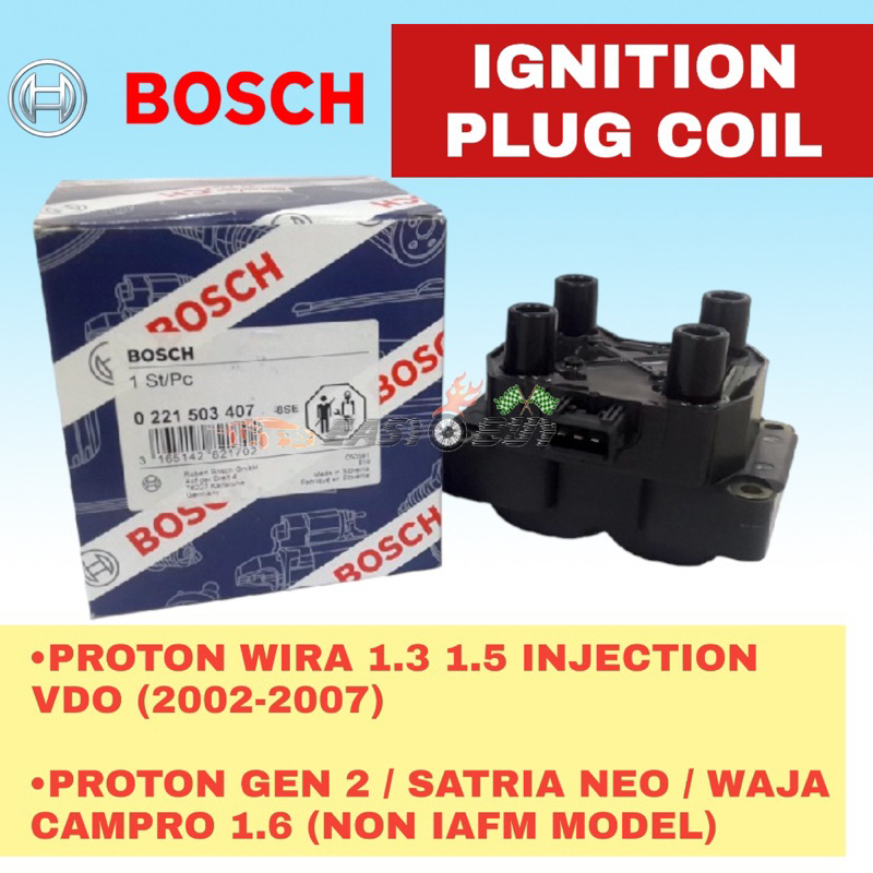 100 ORIGINAL BOSCH IGNITION PLUG COIL PROTON WAJA CAMPRO , WIRA VDO