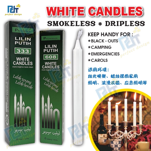 Long White Candles / Household Candle / Lilin Putih (6 in 1) Shopee