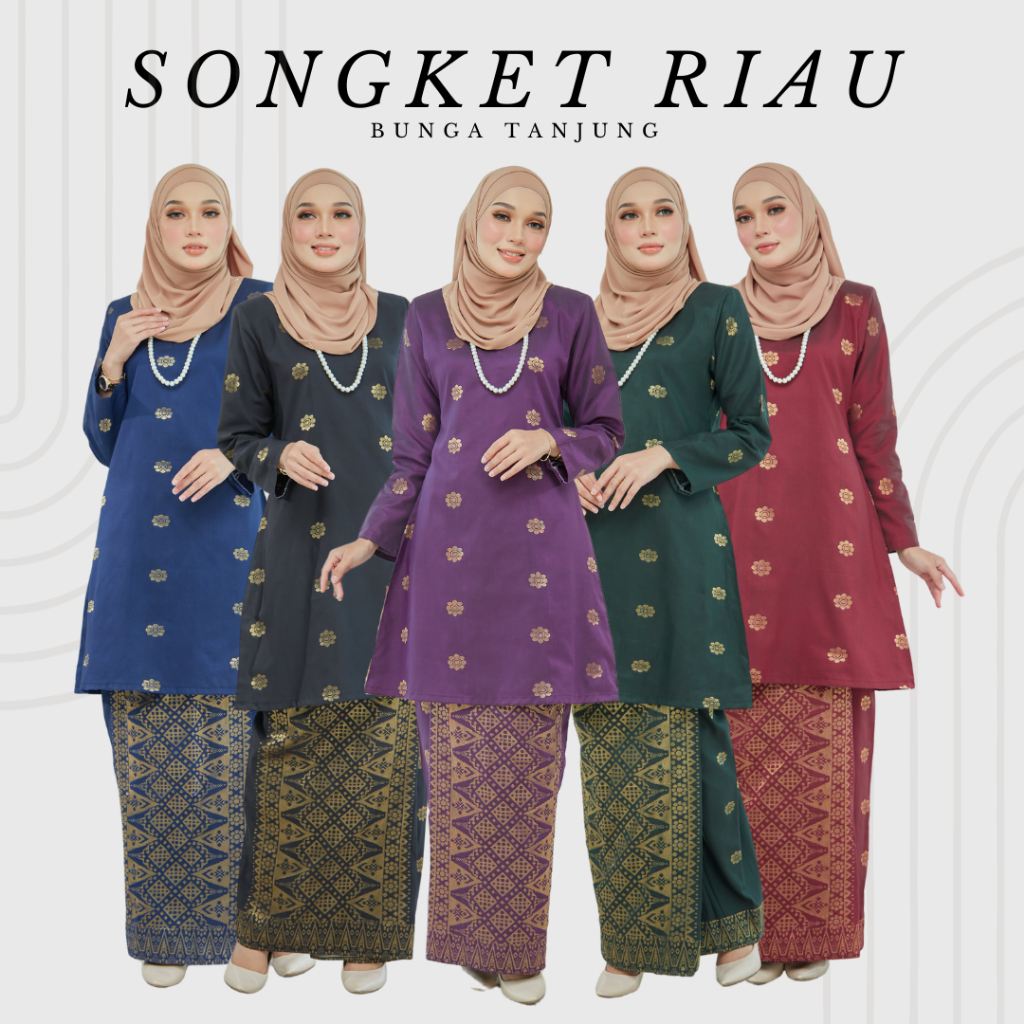 BAJU KURUNG RIAU SONGKET TENUN GOLD COTTON BY MATCHING HQ | Shopee Malaysia