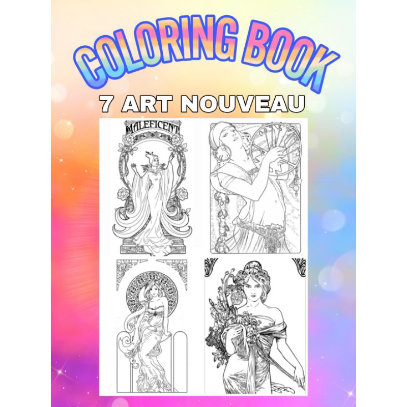 [PDF] 7 Pictures ART NOUVEAU COLORING BOOK- A4 printable for kids and ...