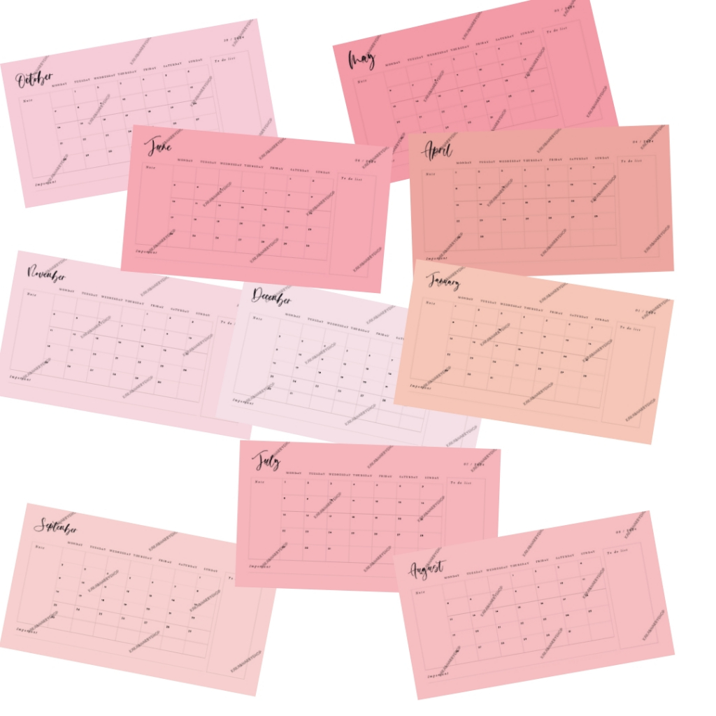 12 SHADES OF PINKS 2024 CALENDAR PRINTABLE PDF Shopee Malaysia