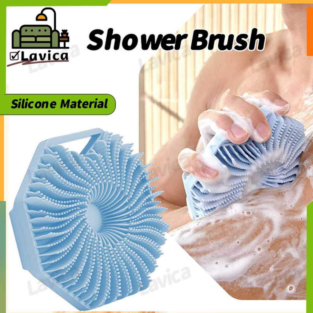 【MY】Silicone Shower Brush Polygonal Body Massage Bath Brush Fish Fin