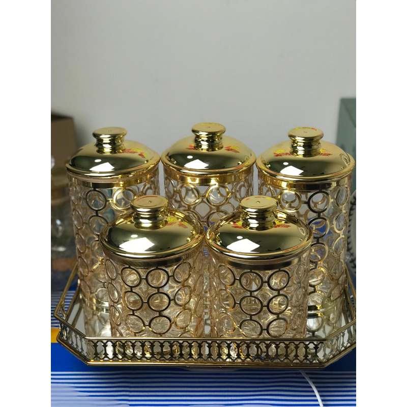 BALANG KUIH RAYA ARCYLIC AIRTIGHT CONTAINER JAR GOLD BEKAS BALANG KUIH ...