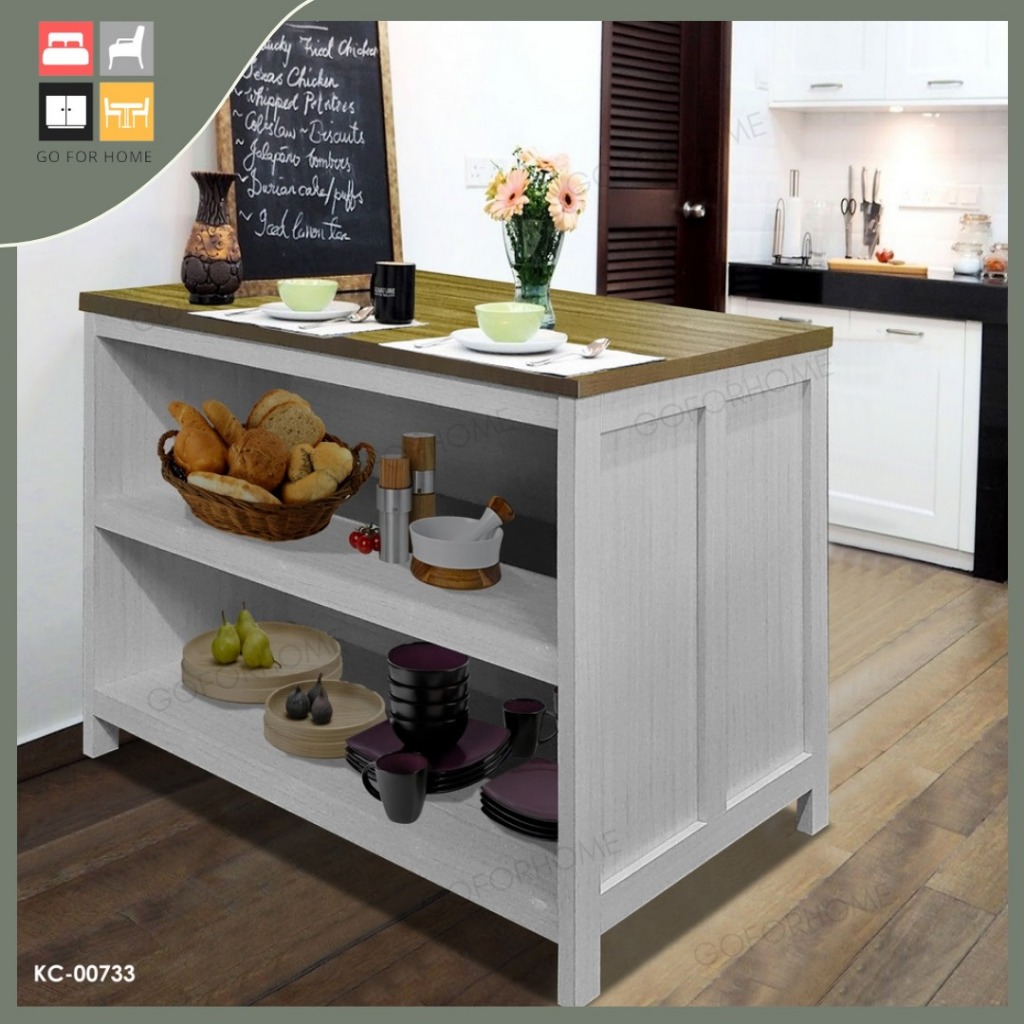 [GO4HOME] Kitchen Island With 2 Stools / Kitchen / Dining Table / Table Top / Meja Dapur