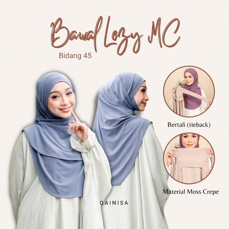 Penghabisan Stock Bawal MC Bidang 45 50 Qainisa Tudung Bawal Instant ...