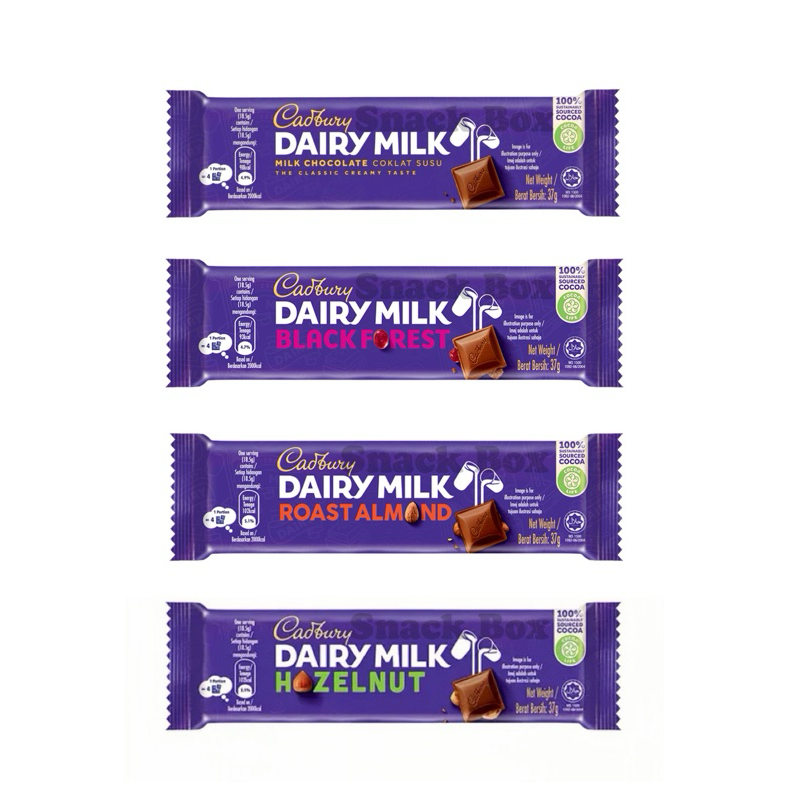 Cadbury Dairy Milk Chocolate Bar/Black Forest/Roast Almonds/Hazelnut