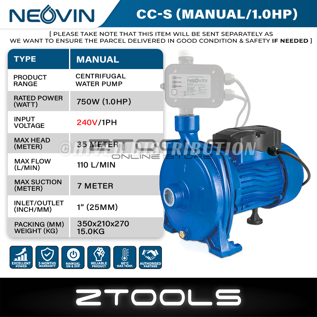 Neovin Automatic Centrifugal Water Pump 1hp Pam Air Kebun Pam Air