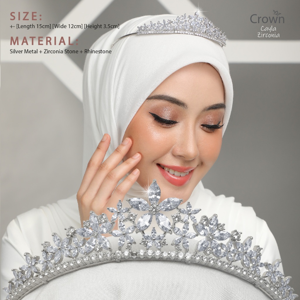 [crown Bride Silver] Zirconia Crown Rhinestone Crown Tunang Crown Nikah Crown Wedding Crown