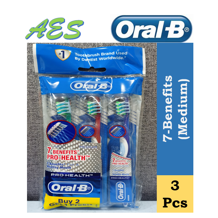 Oral-B 7 Benefits Pro-Health Manual Toothbrush (Medium) 3 Pcs | Shopee ...