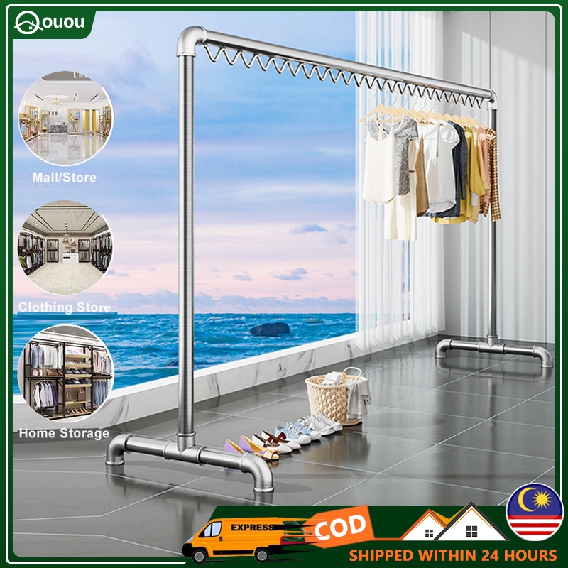 2M Double Layer Clothes Rack /Rak baju besi/stainless steel clothes