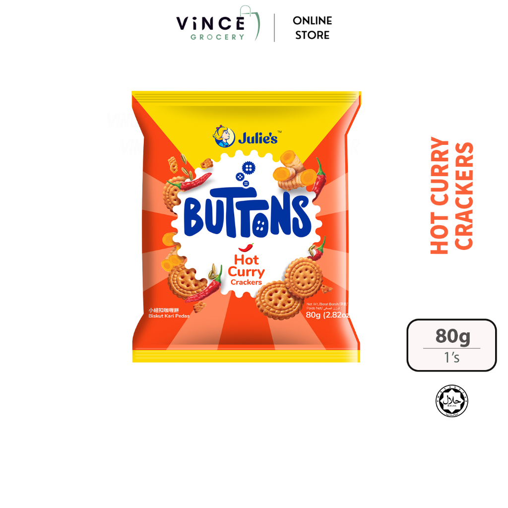JULIE'S Button Crackers (Cheezy Cheddar / Hot Curry / Mini Veggie ...