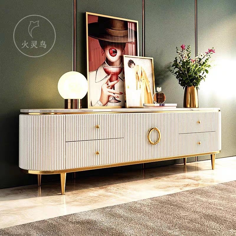 [PREORDER] CABINET TV RACK STORAGE MODERN DESIGN STAINLESS STEEL MARBLE ...