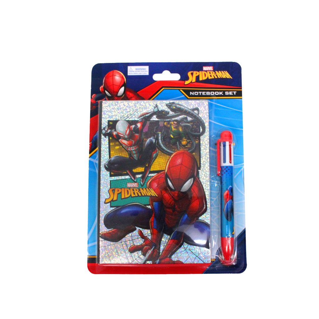 Marvel Spiderman Children Hard Cover Notebook Set With 6 Color Ball Pen ...