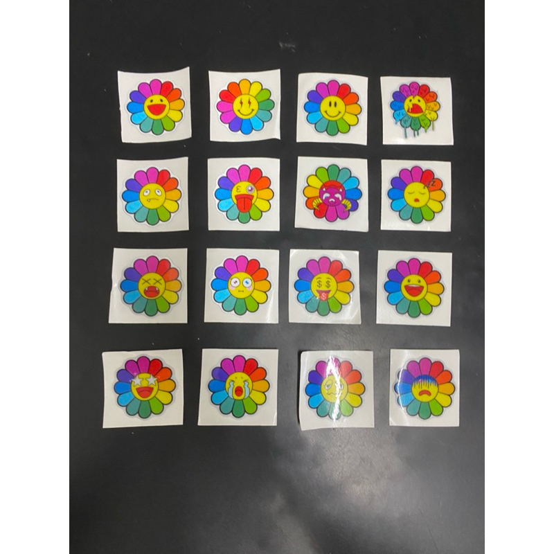 Sticker Murakami pantul cahaya Funny Face Colorful muka color bunga ...