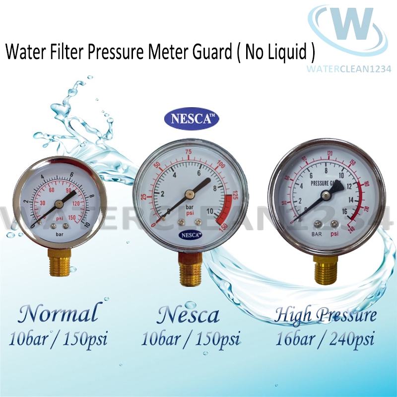 Water Filter Pressure Meter Gauge Metal (No Liquid) NESCA / Normal