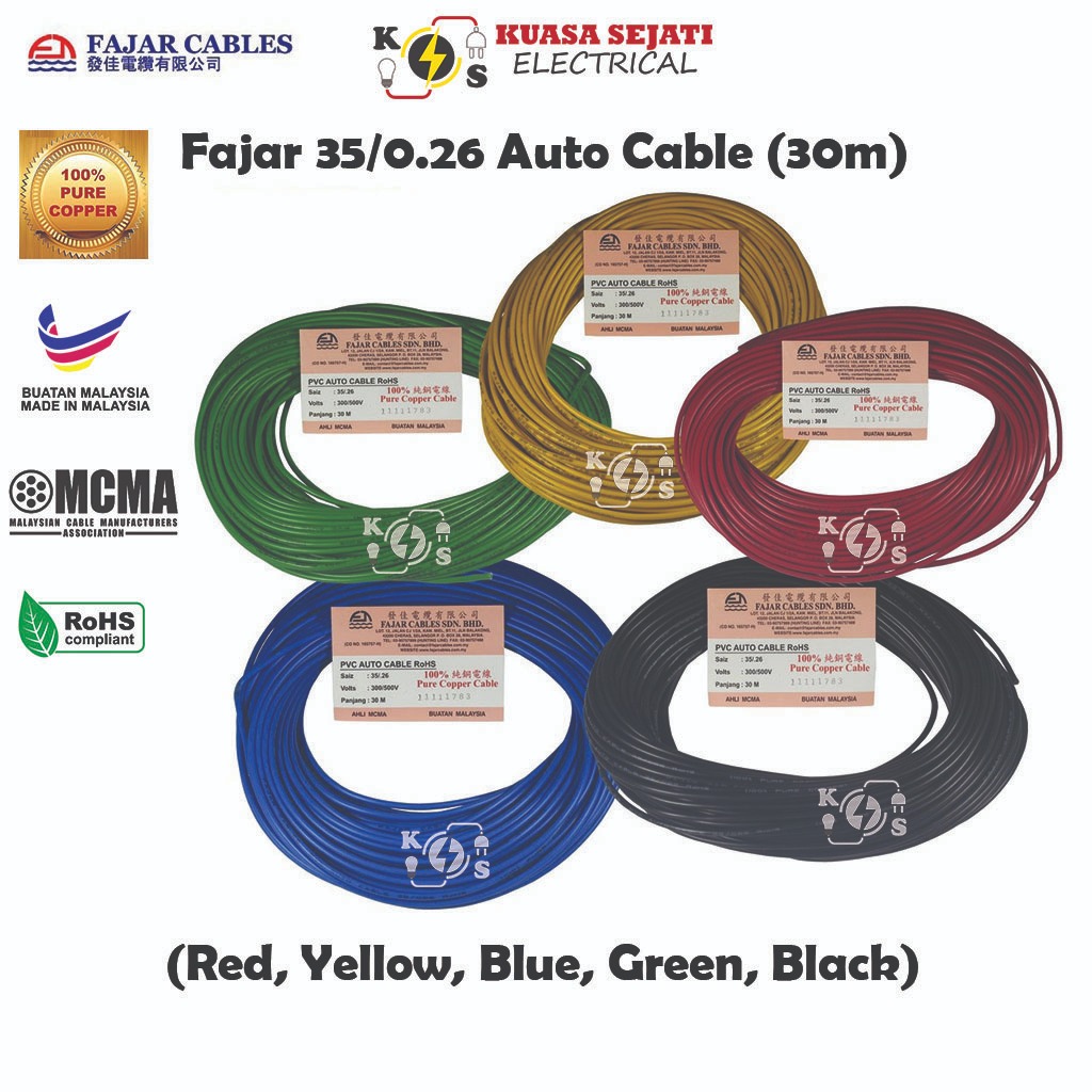 Fajar 35/0.26mm 44/0.26mm 65/0.26mm Car Lori Automotive Wire Auto