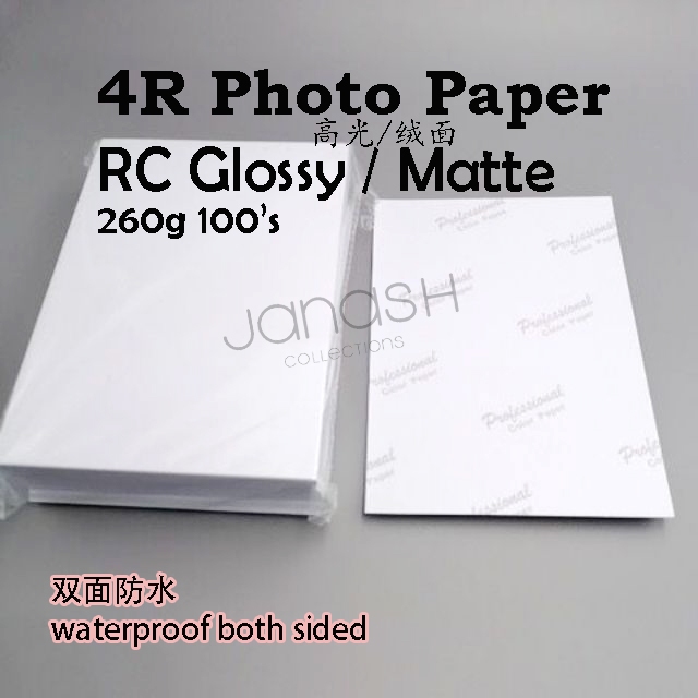 4R RC Glossy / Matte Photo Paper 260g 100's (Waterproof both sided ...
