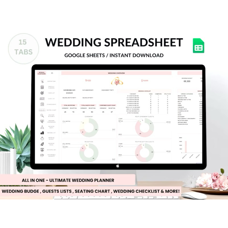All in One Digital Wedding Planner Spreadsheet Kahwin/Akad Nikah