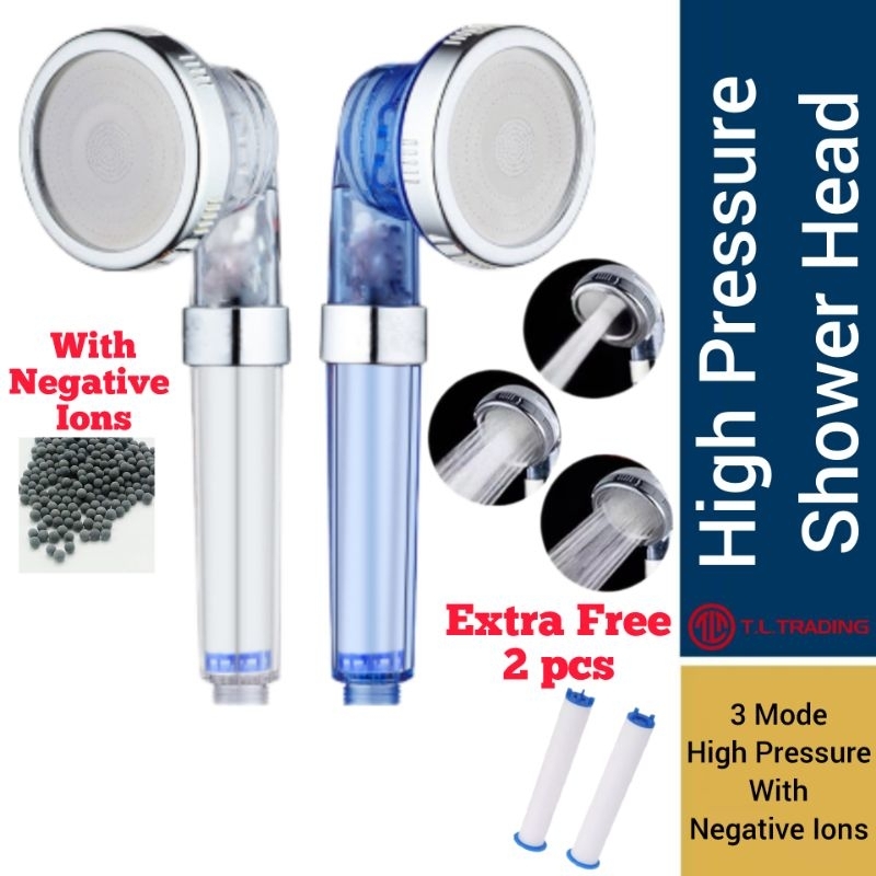 Shower Head High Pressure 3 Mode Water Saving Spa Turbo with Negative ...