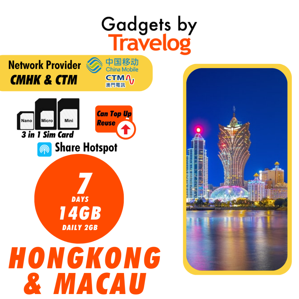 [Hong Kong & Macau Travel SIM] [17 Days] High Speed Unlimited Data 4G