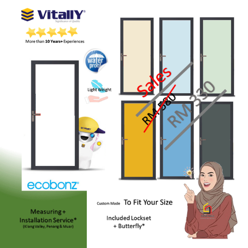 Vitally Swing Aluminium Door Toilet Door Pintu Bilik Air waterproof