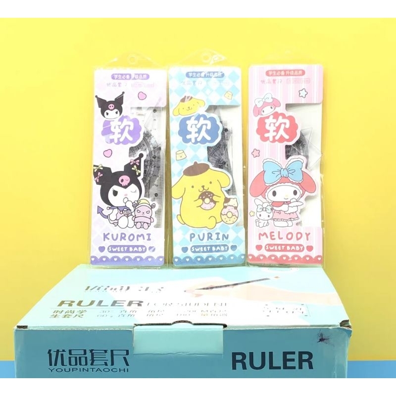 Fashionable student set of rulers, cute soft ruler, triangle ruler ...
