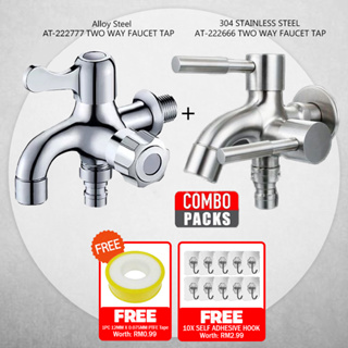 Stainless Steel Double Tap Multifunctional Water Tap Two Way