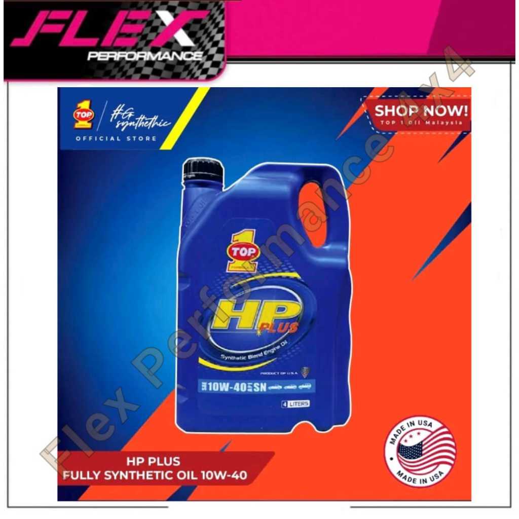 TOP 1 HP PLUS (10W40) 4L TOP ONE SYNTHETIC ENGINE OIL SAE 10W-40 AP SN ...